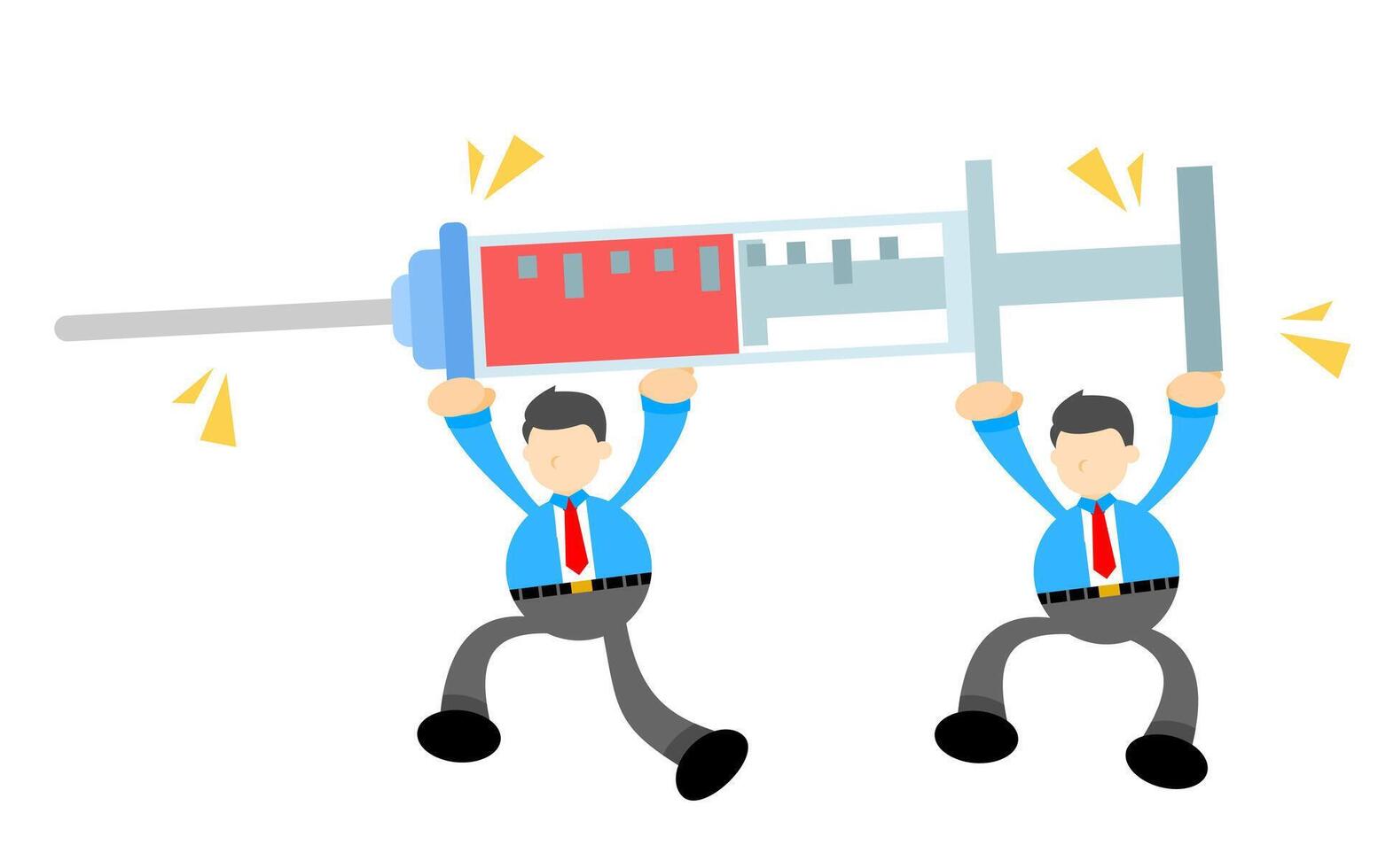 Two businessmen carrying an injection vector