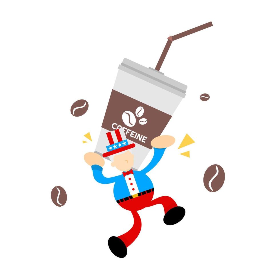 A cartoon man holding a cup of coffee vector