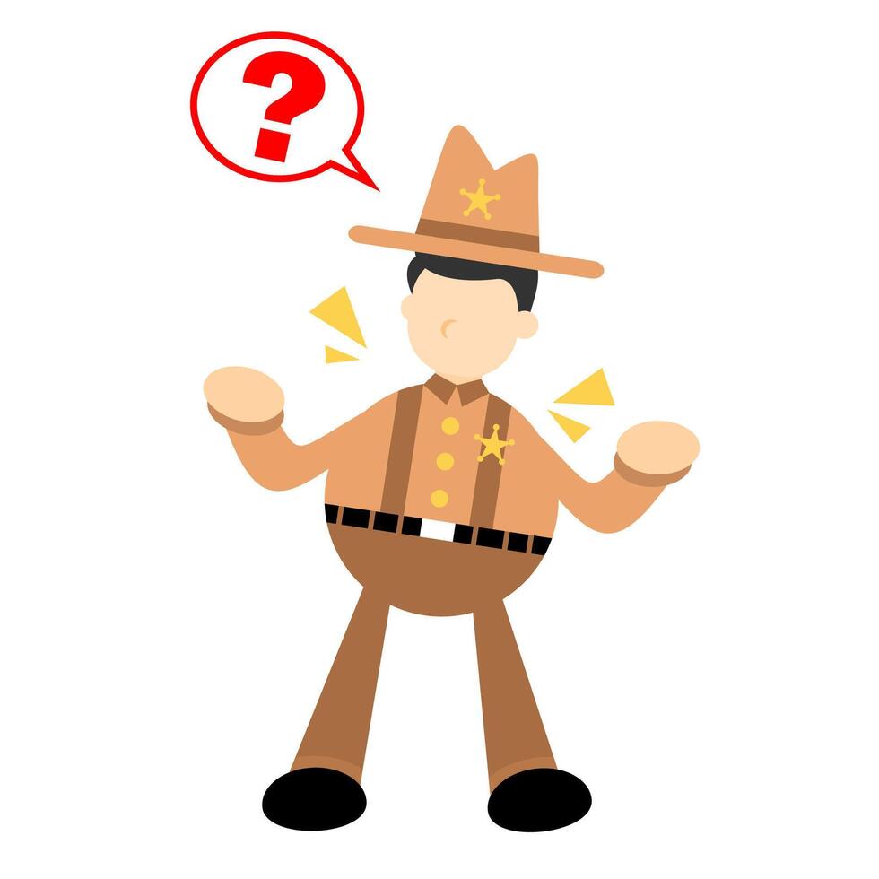 A cartoon man in a cowboy hat is holding a question mark vector