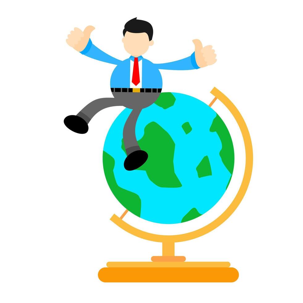 Businessman riding on the globe vector