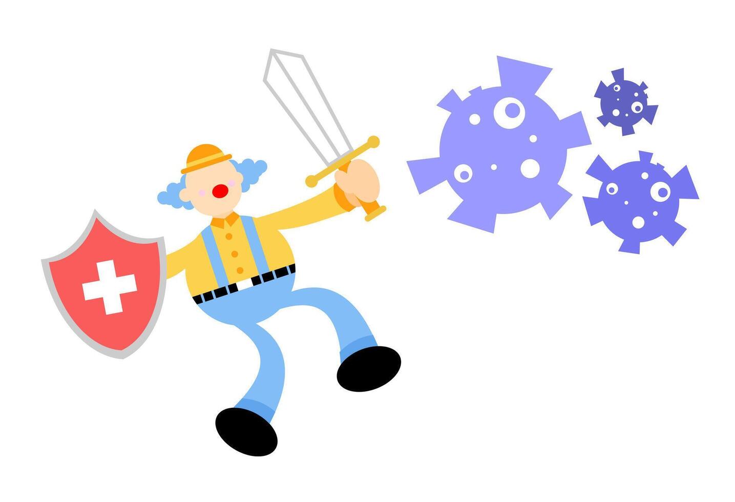 A cartoon man with a sword and shield vector