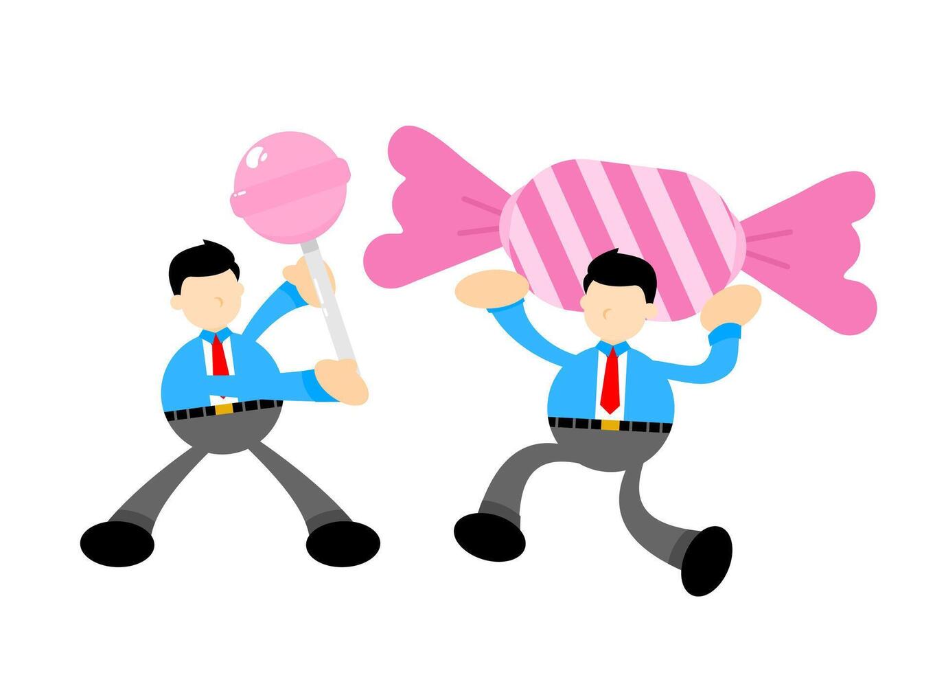 Two cartoon men carrying a large candy vector