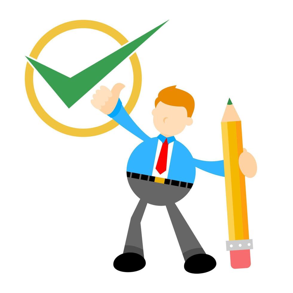 Businessman with pencil and tick mark vector