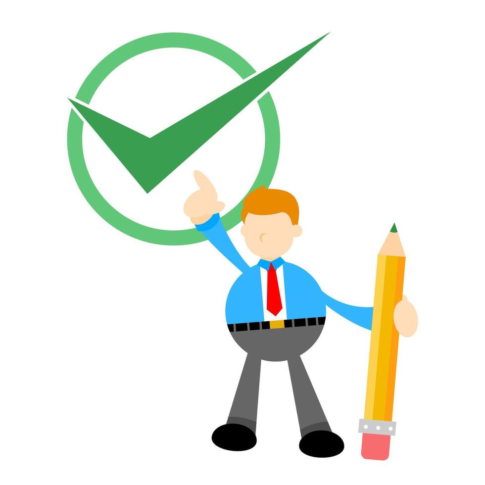 Businessman with pencil and tick mark vector