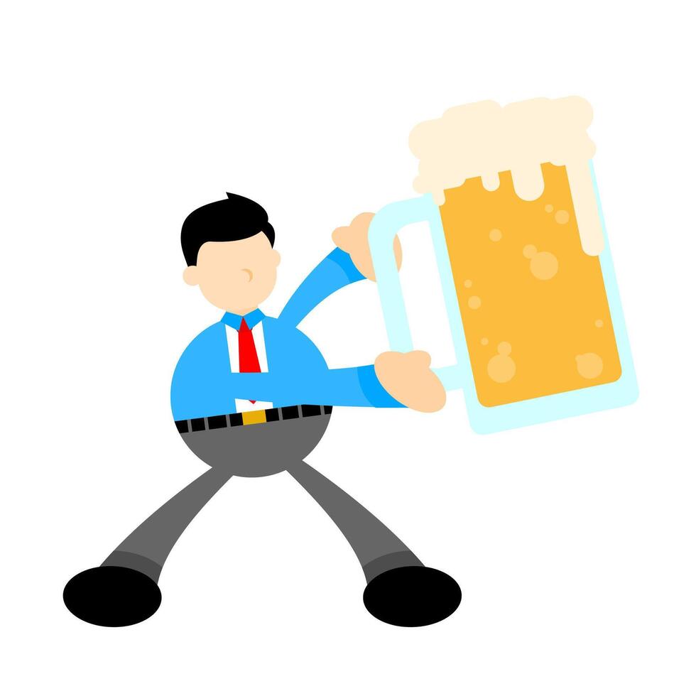 A cartoon man holding a beer mug vector