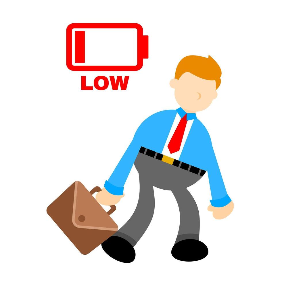 A cartoon man with a briefcase and a battery vector