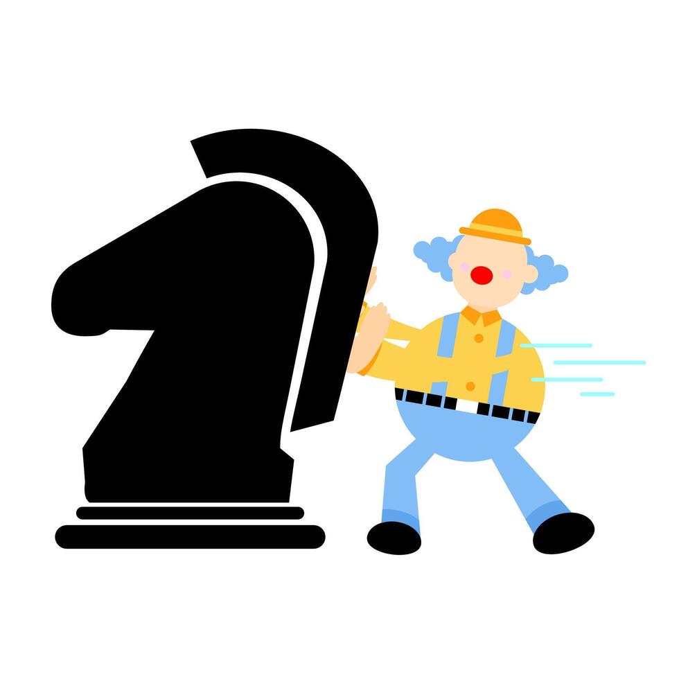 A man pushing a chess piece with a clown vector