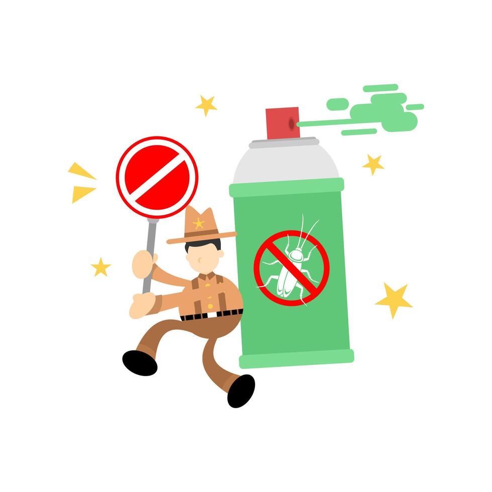 A cartoon man holding a spray can and a stop sign vector