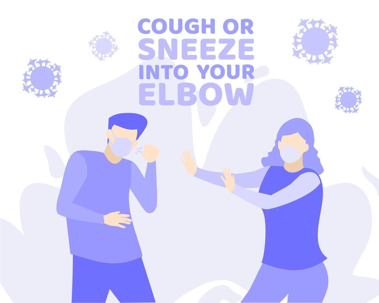 Cough or sneeze into your elbow vector