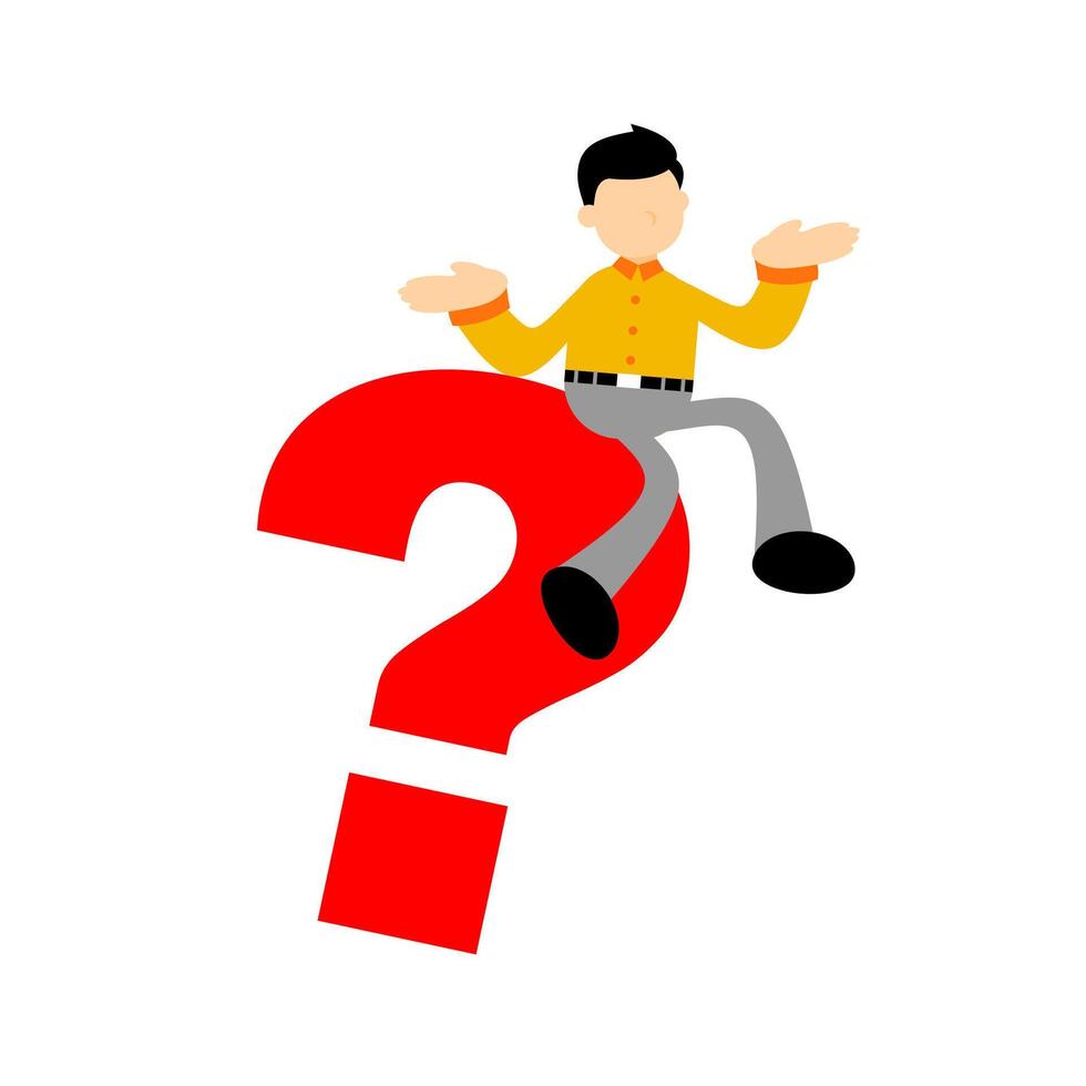A man sitting on a question mark vector