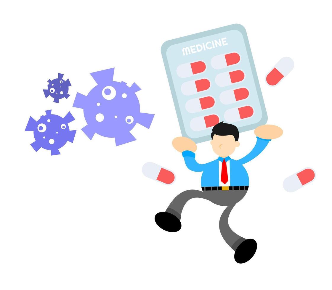 A man in a suit holding a tablet with a prescription label vector
