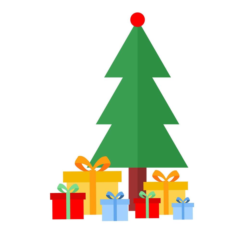 Christmas tree and presents vector