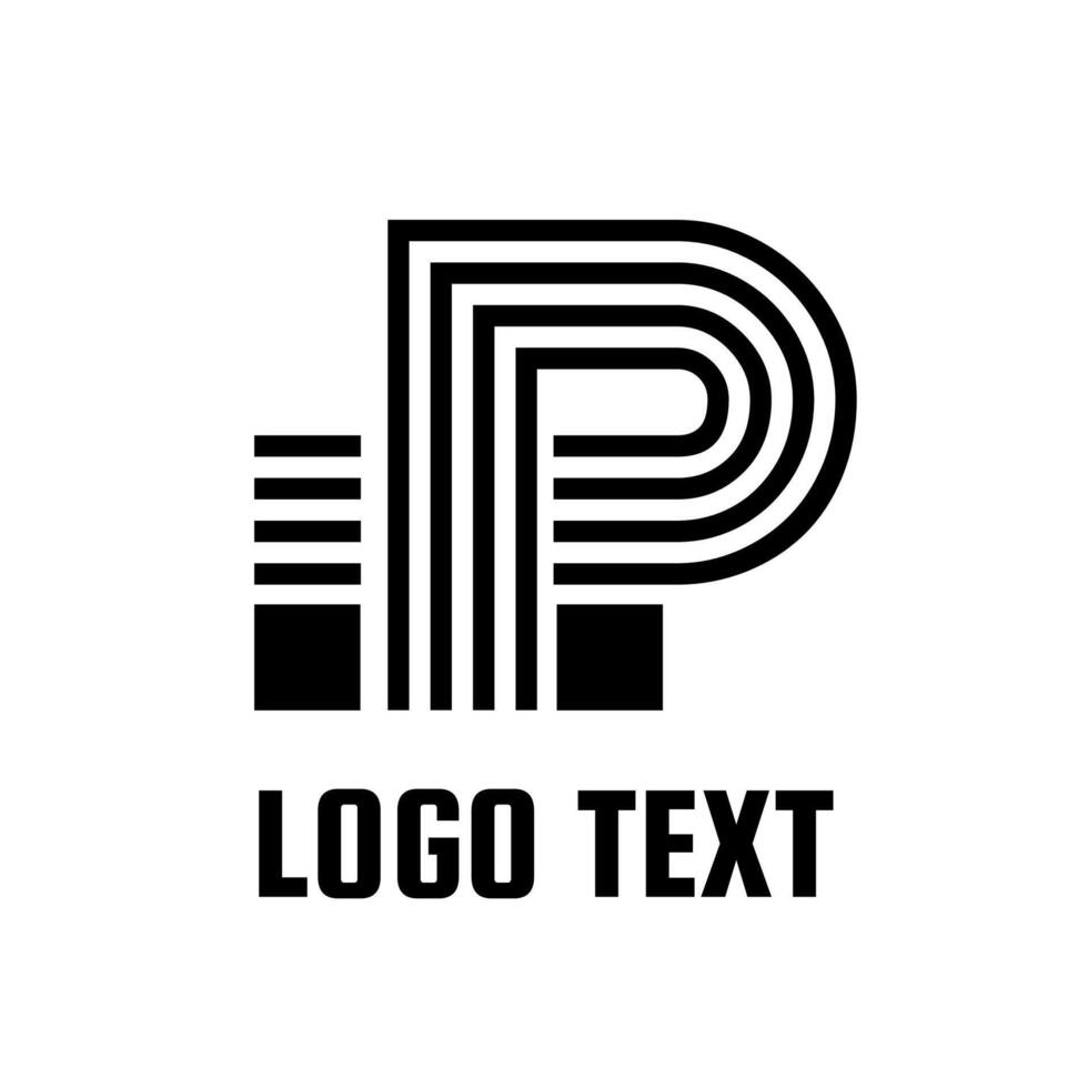 A black and white logo with the letter p vector