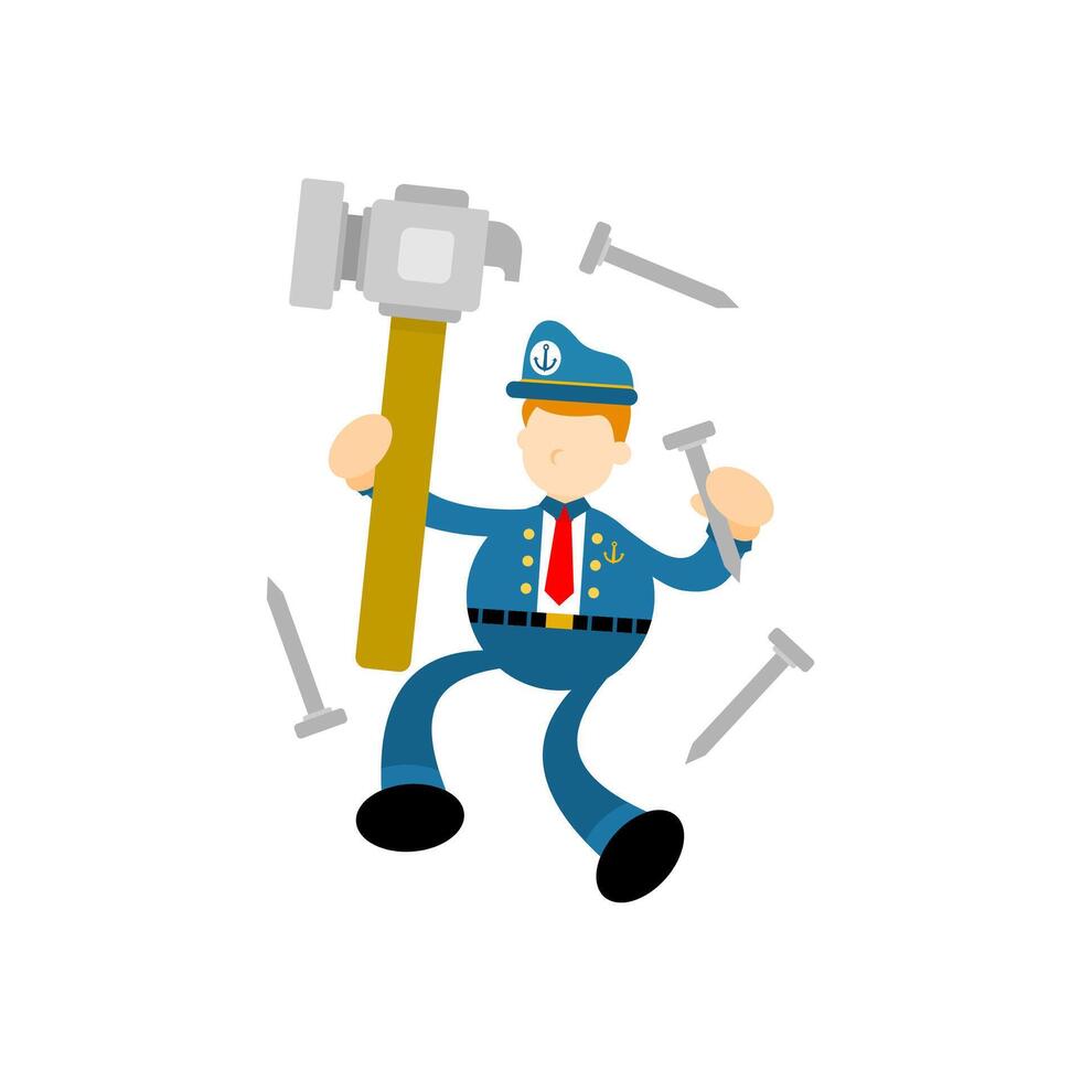 A cartoon man with hammer and nails vector