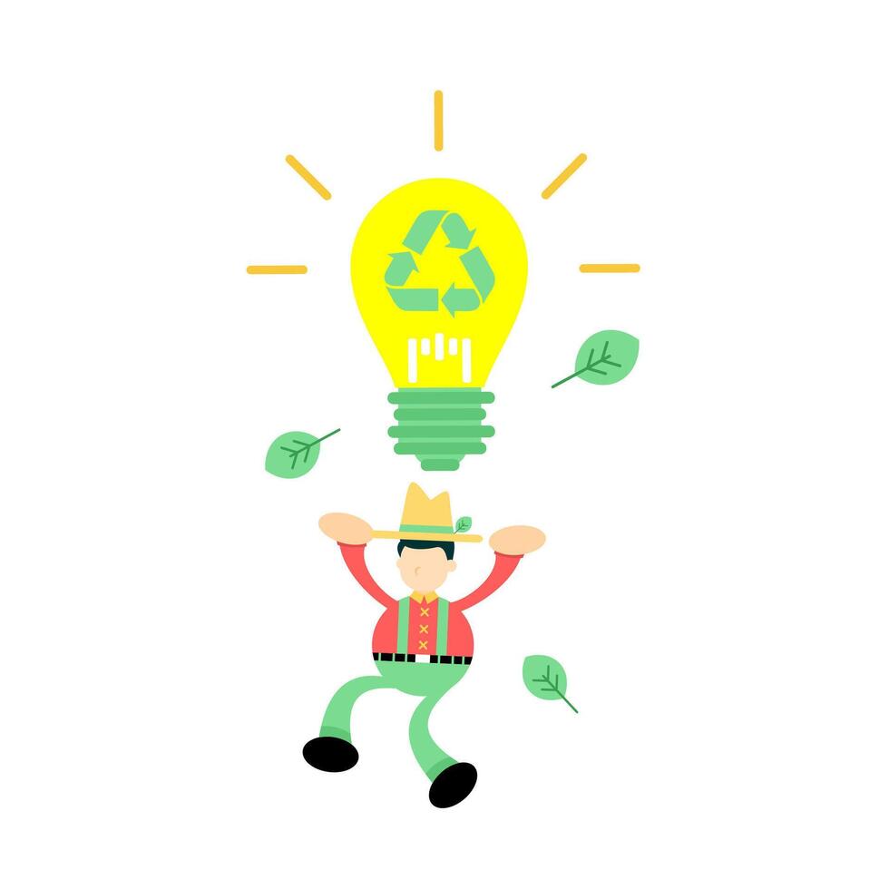 A man is holding a light bulb with a recycling symbol on it vector