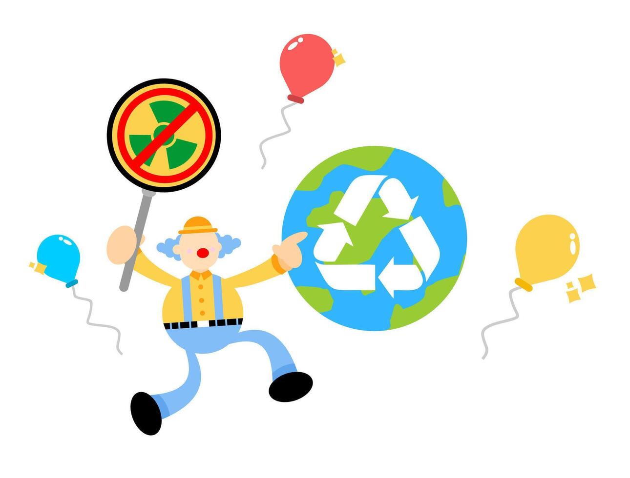 A cartoon man holding a sign that says recycle vector