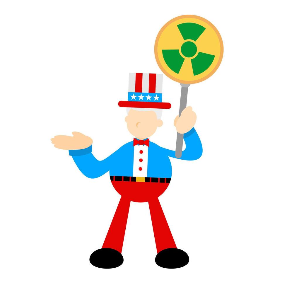 A cartoon man holding a radioactive sign vector