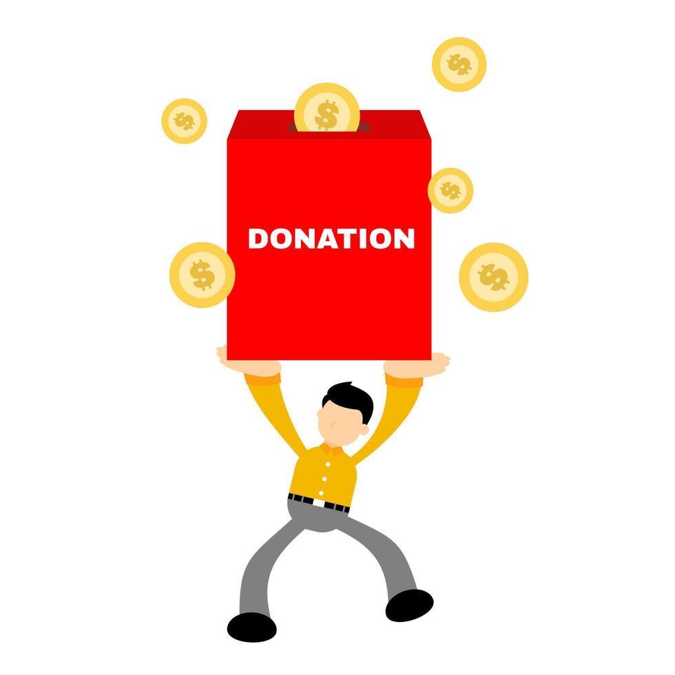 Donation box with money vector