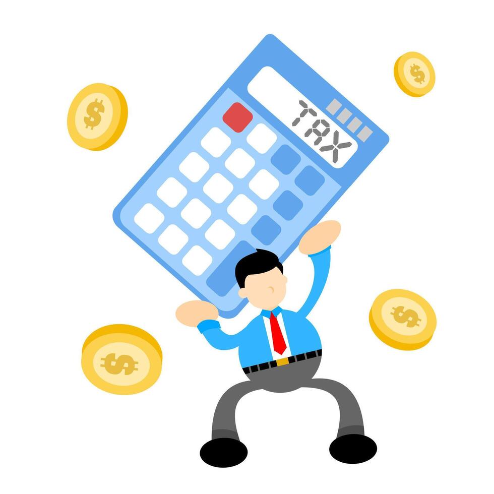 Businessman with calculator and coins vector