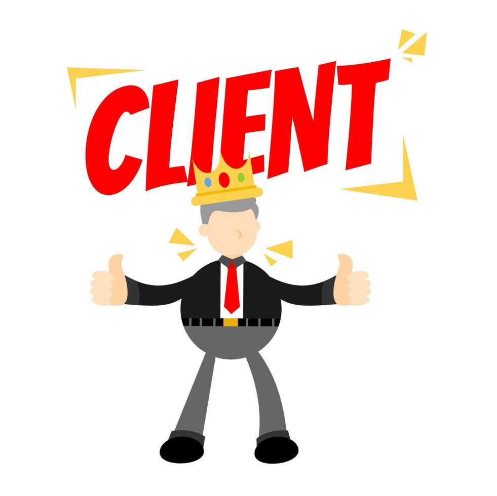 A cartoon man with a crown and the word client vector