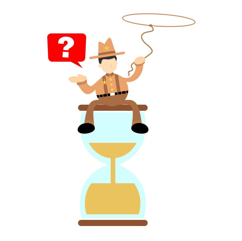A cowboy is sitting on top of an hourglass vector