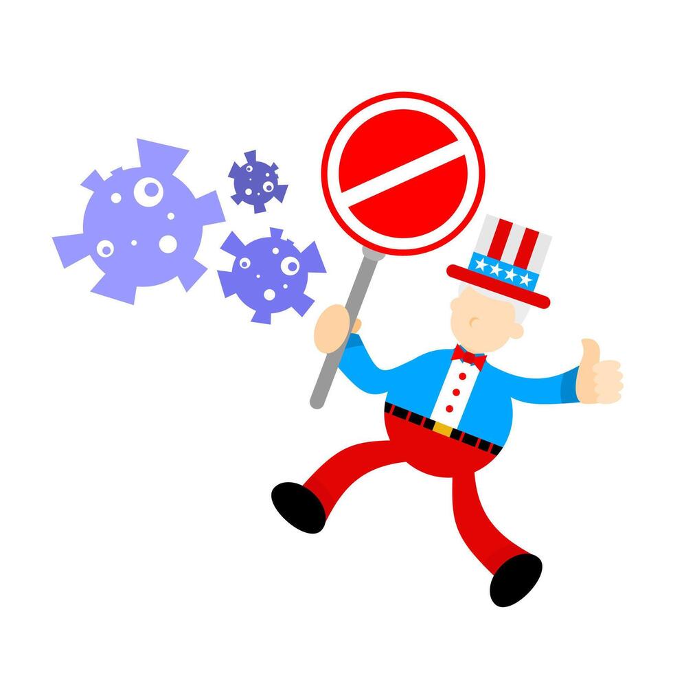 A cartoon uncle sam holding a sign that says no vector