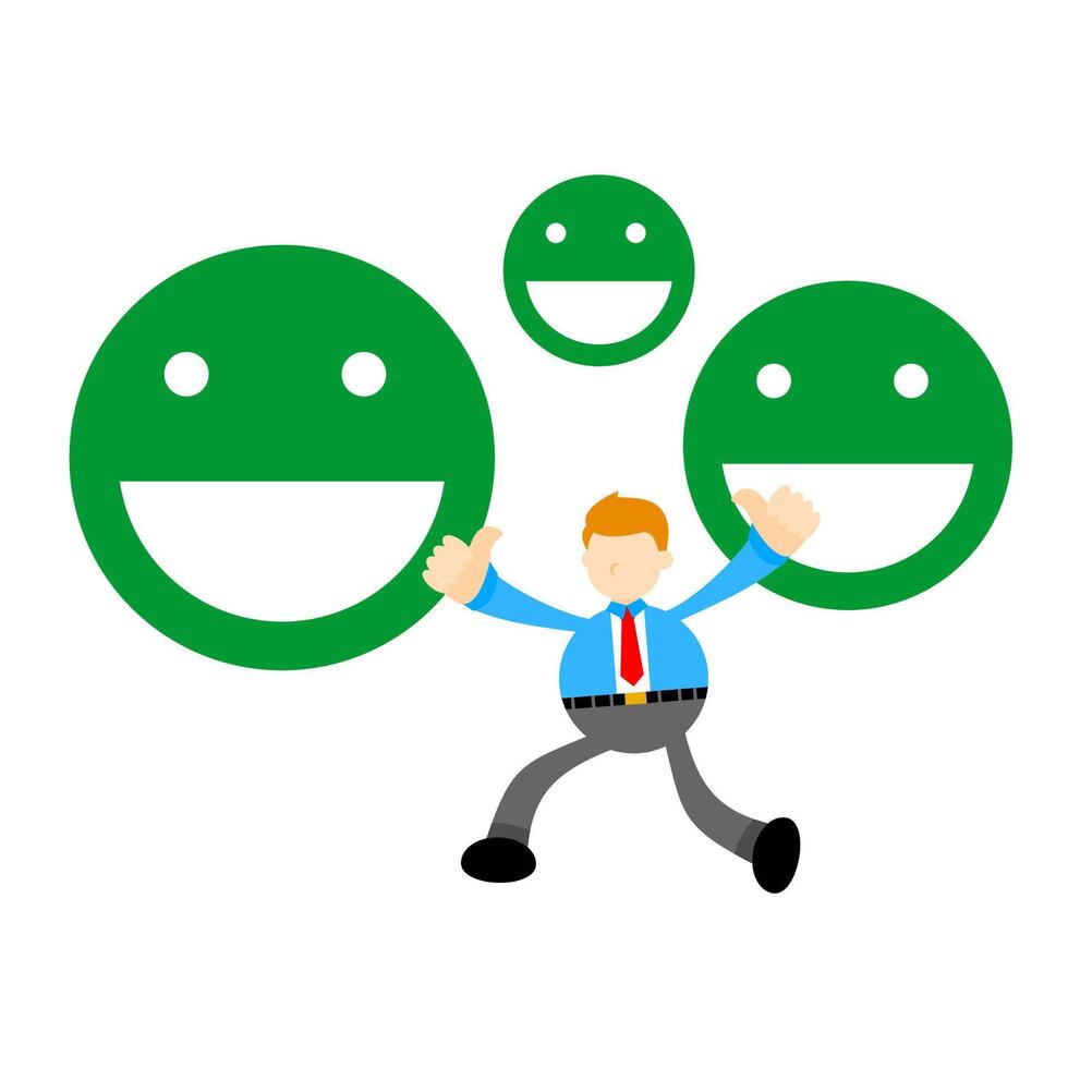 A man is running with a smiley face behind him vector