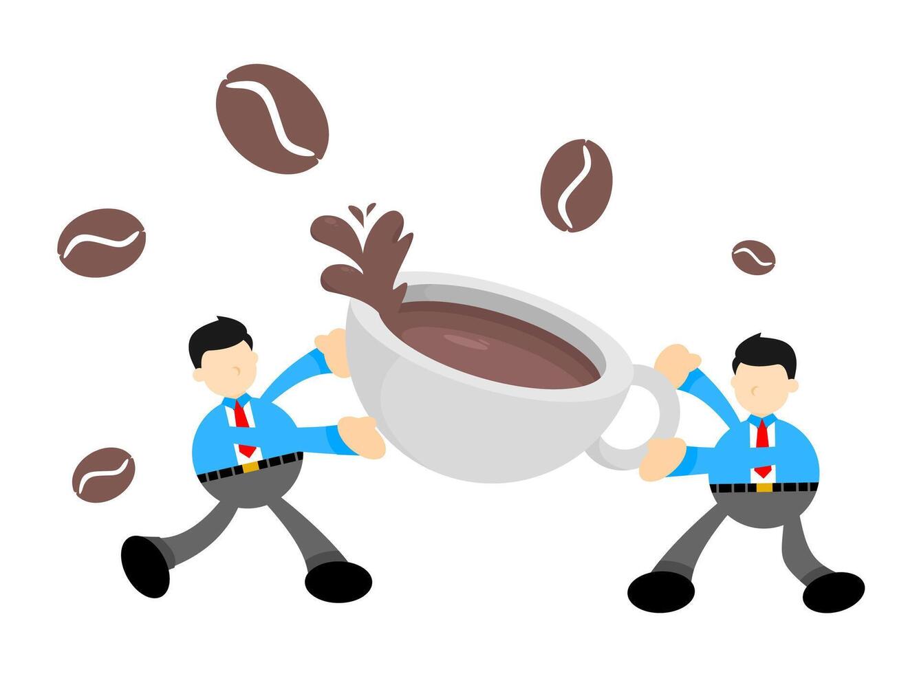 Two businessmen are carrying a large coffee cup vector