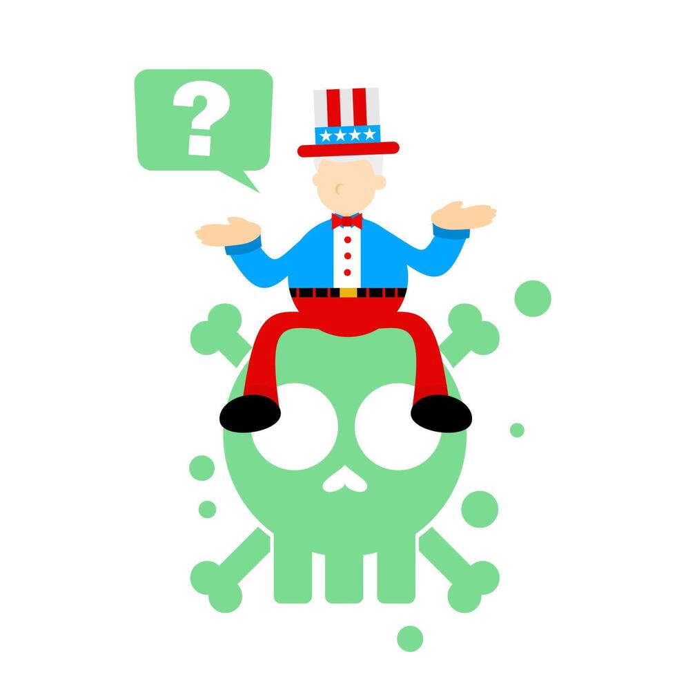 An illustration of a man sitting on a skull vector
