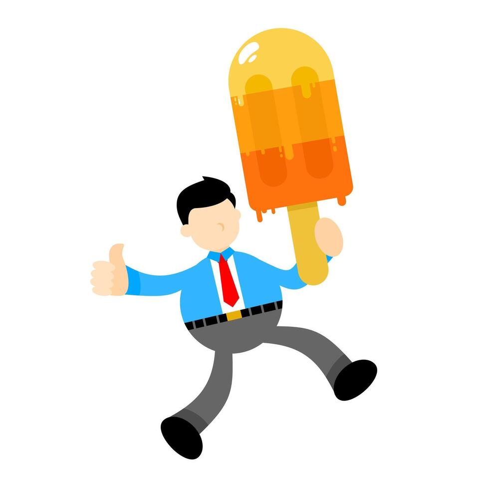 A cartoon man in a tie holding an ice cream vector