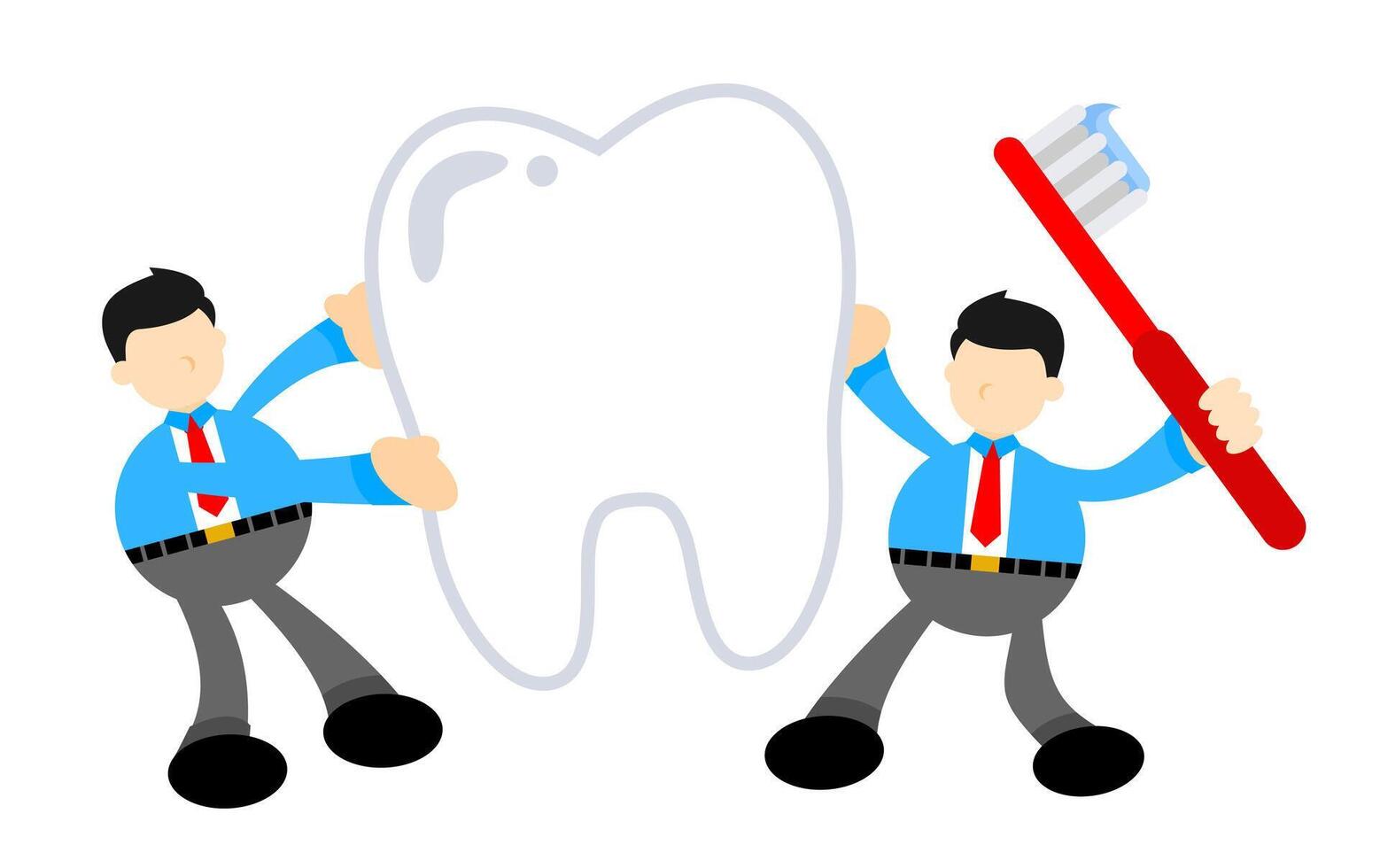 Two men in business attire holding a toothbrush vector