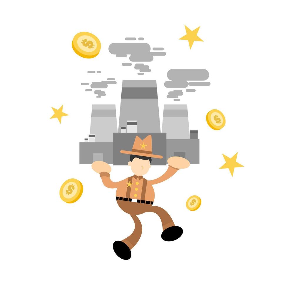 A cartoon man with a hat and a stack of money vector