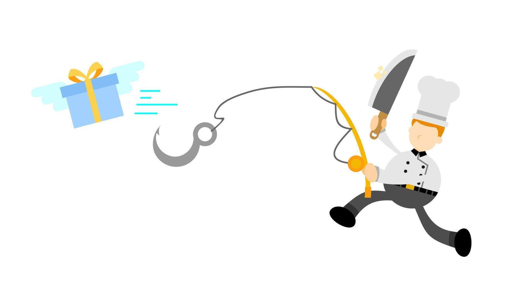 A cartoon chef is holding a gift box vector