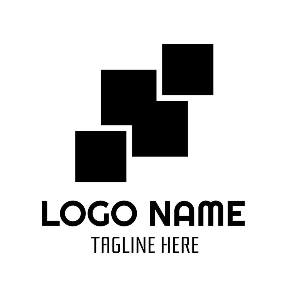 A black and white logo with squares vector