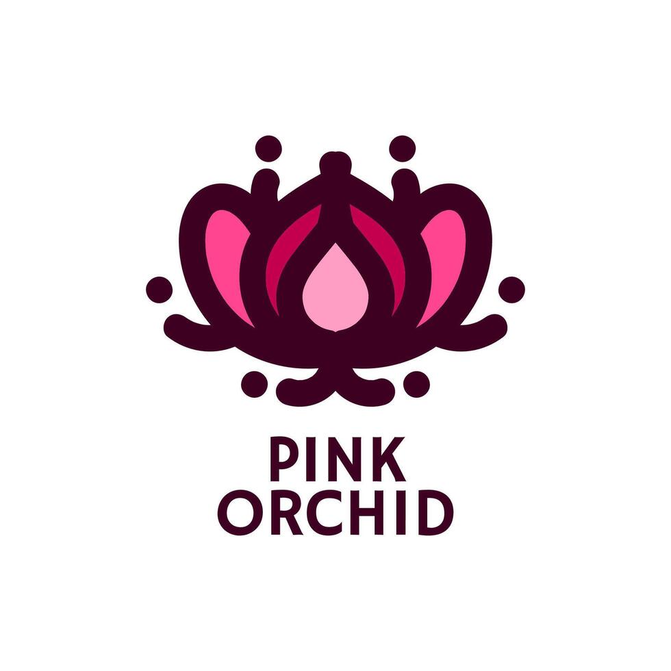 Pink orchid logo design vector