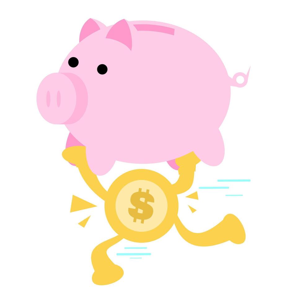 A cartoon piggy bank with dollar sign on it vector