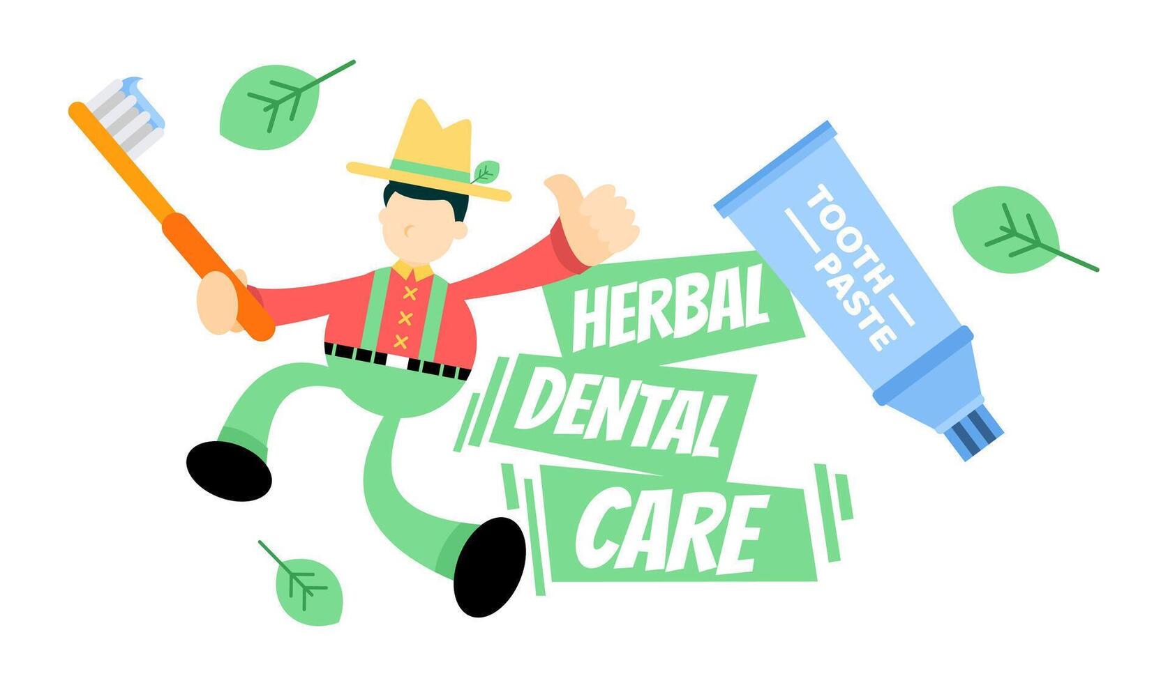 A cartoon man holding a toothbrush and a toothpaste vector