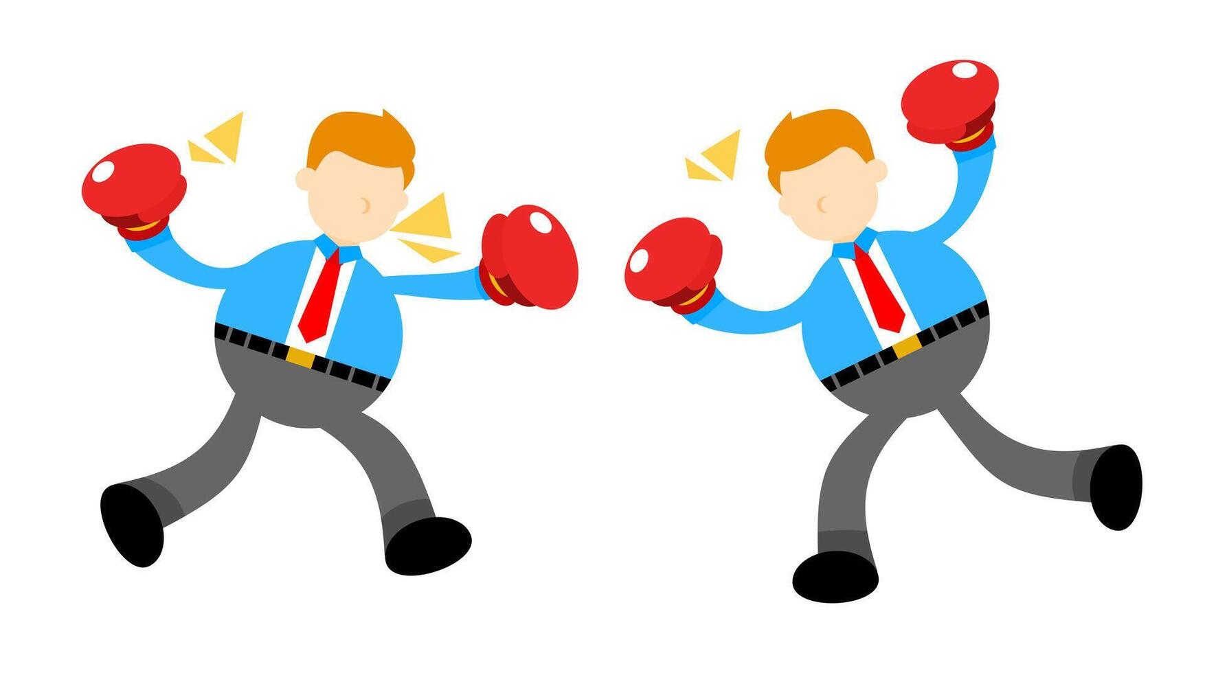 Two businessmen are fighting with boxing gloves vector
