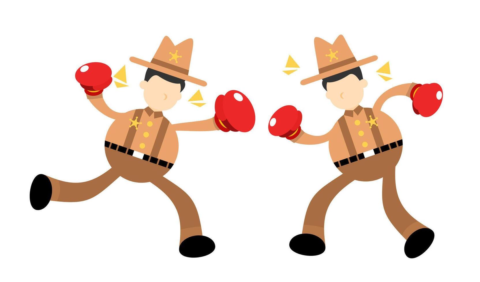 Two men in cowboy hats are fighting with boxing gloves vector