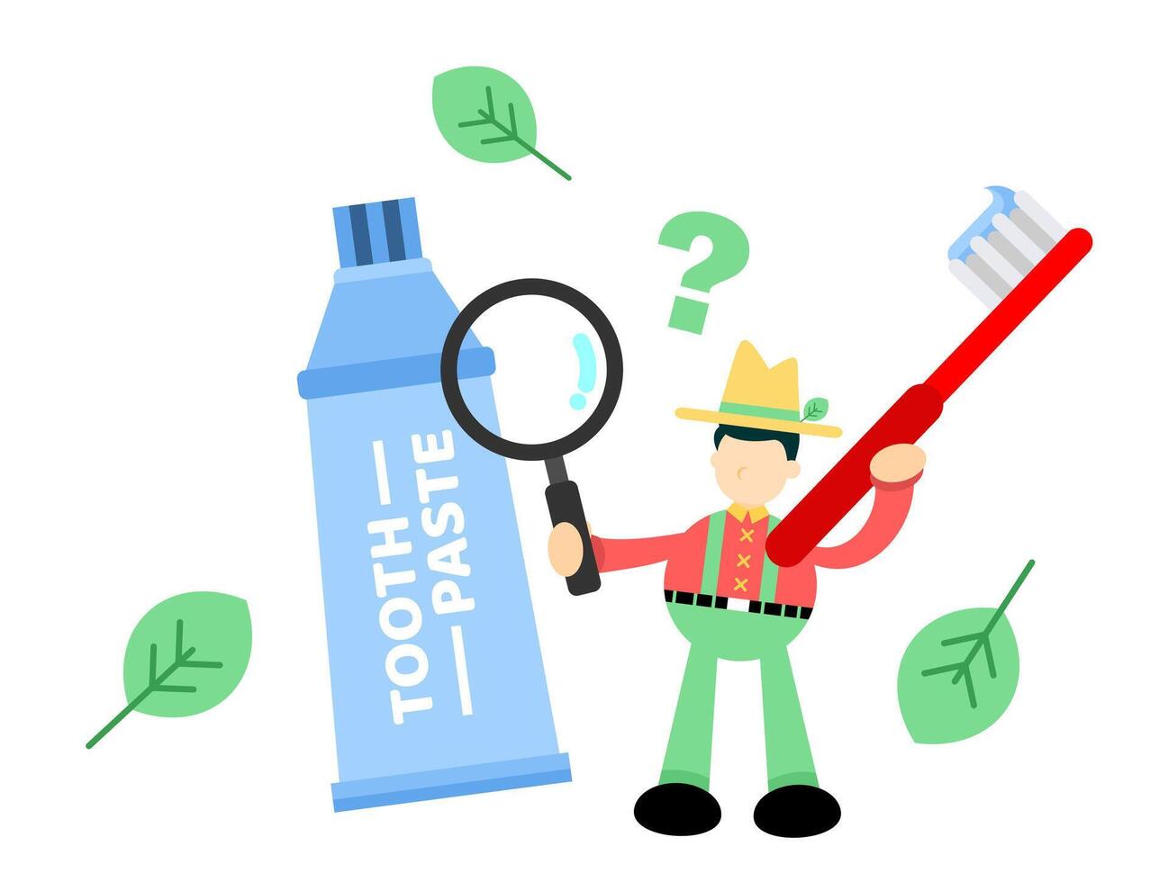A man holding a toothpaste tube and a toothbrush vector