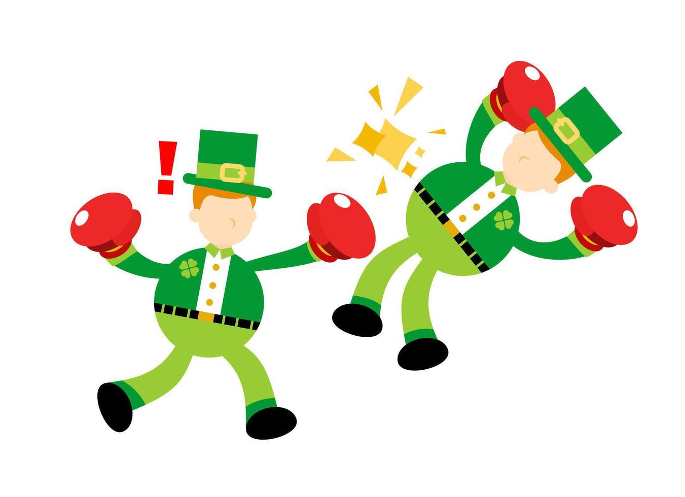 Two men in green hats and green boxing gloves vector