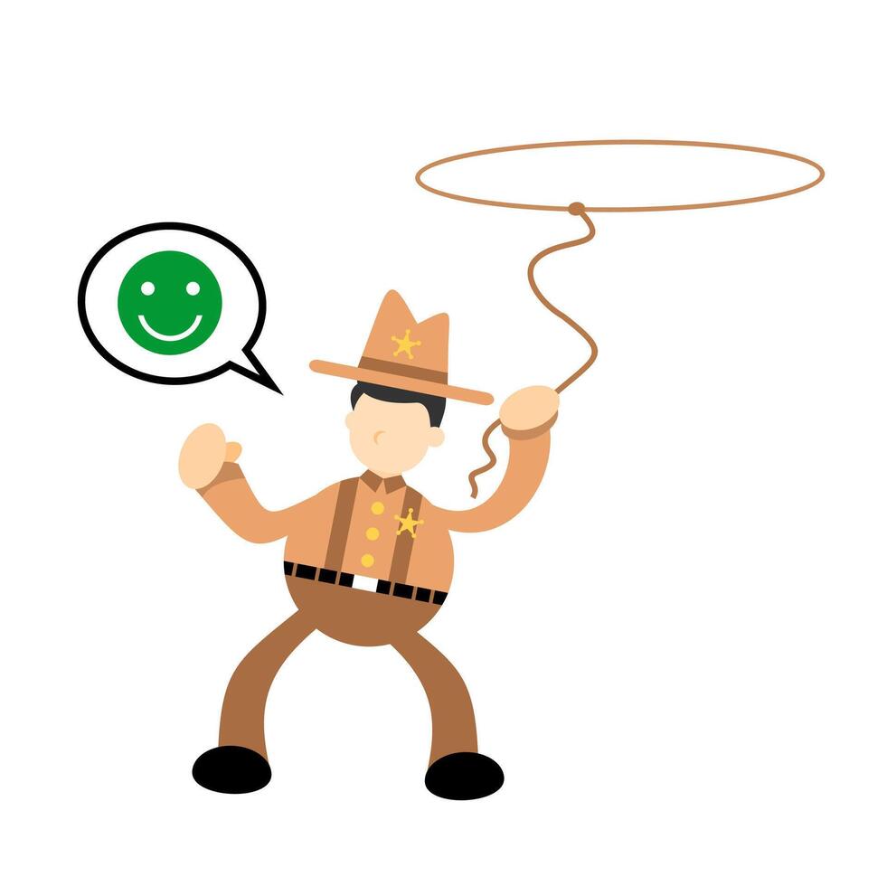 A cartoon man in a cowboy hat holding a rope vector