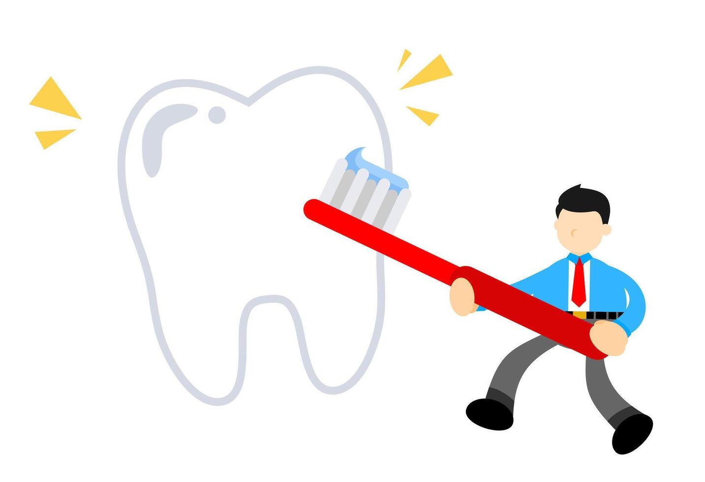 A cartoon man is holding a toothbrush and brushing it vector