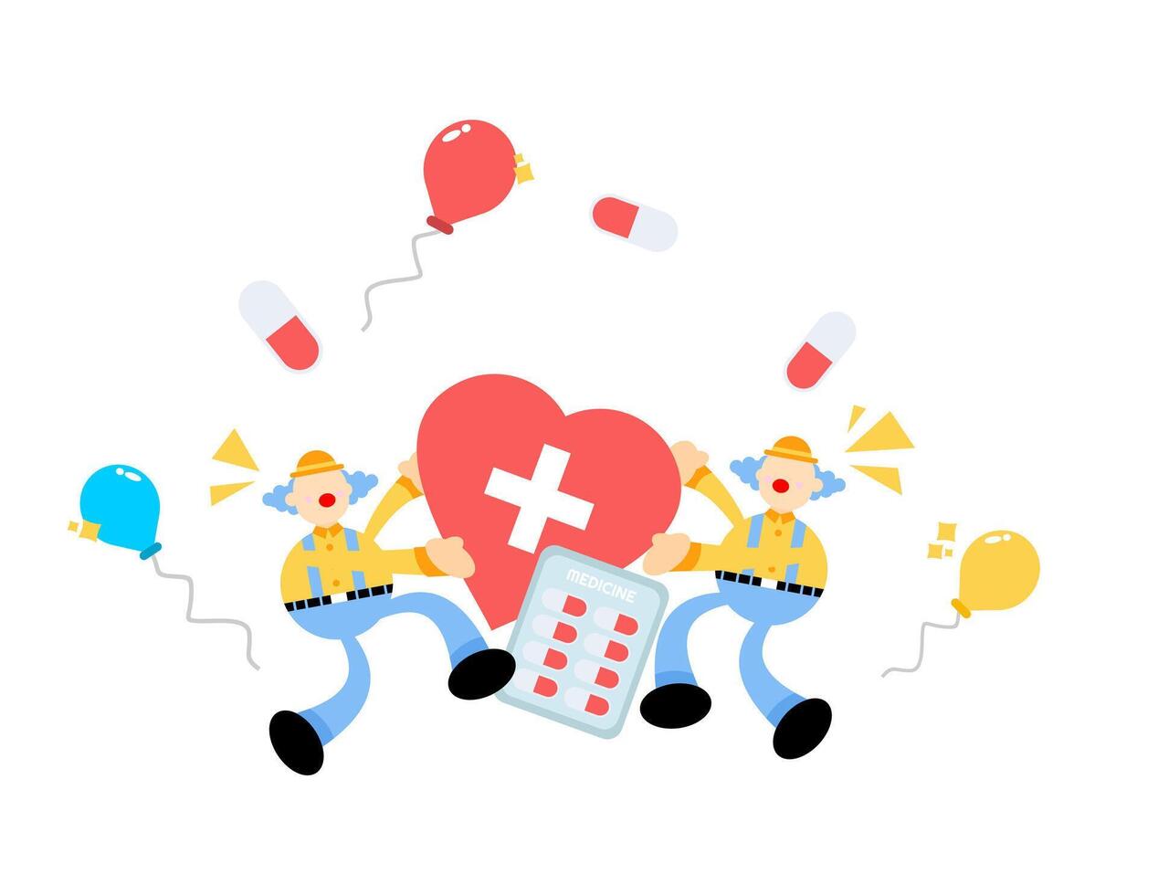 Two people holding a heart and pills vector