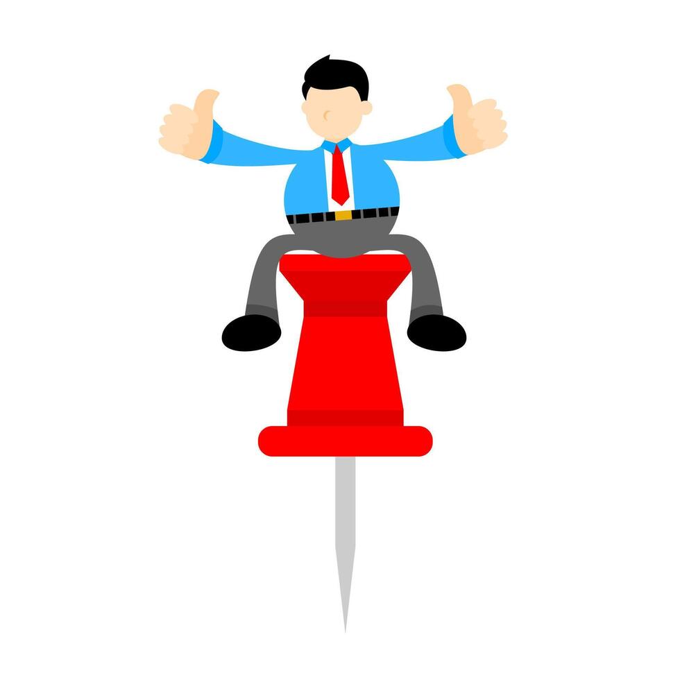 A man in a tie sitting on a push pin vector