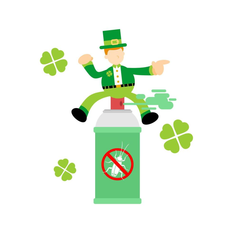 A leprechaun is sitting on top of a green can vector