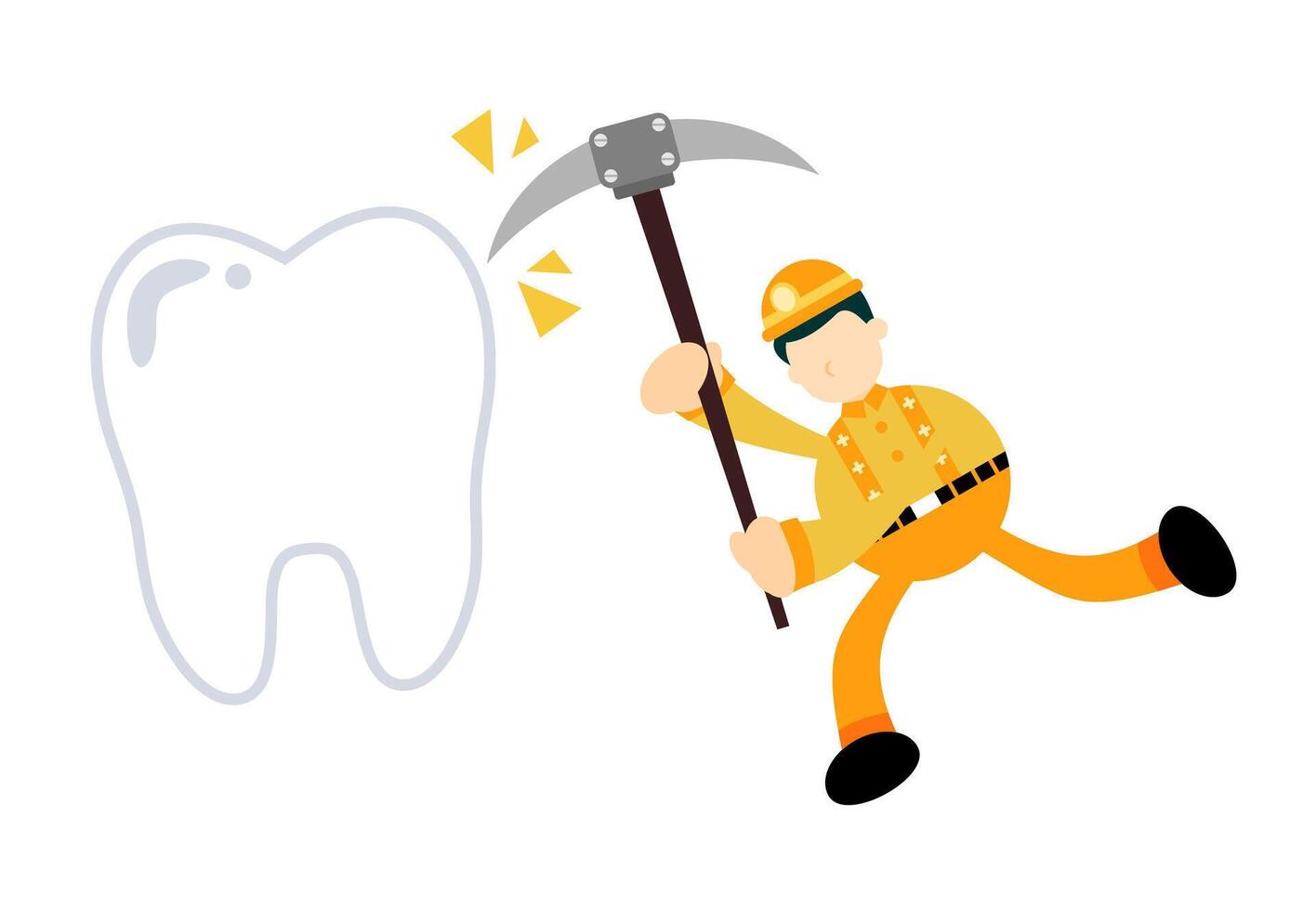 A cartoon man with a hammer and tooth vector