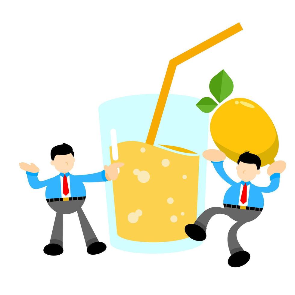 Two businessmen are holding a glass of juice vector