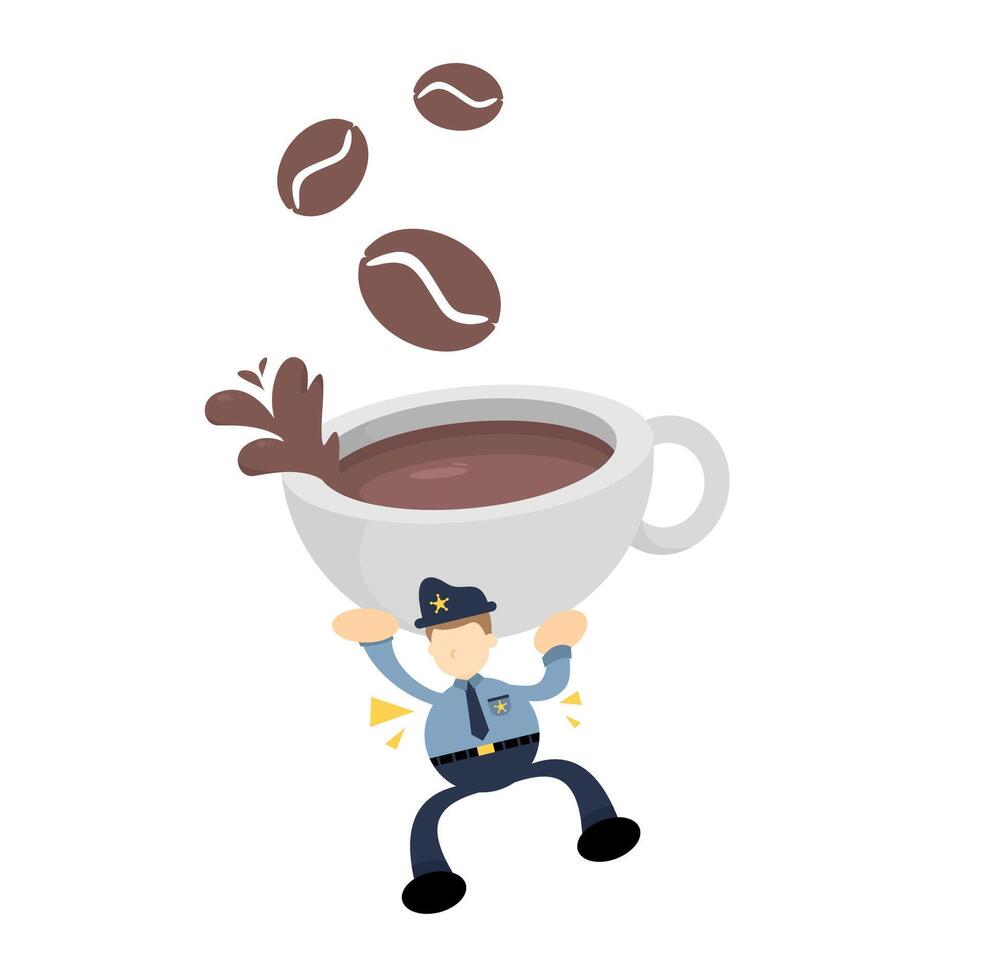 A cartoon police officer holding a cup of coffee vector