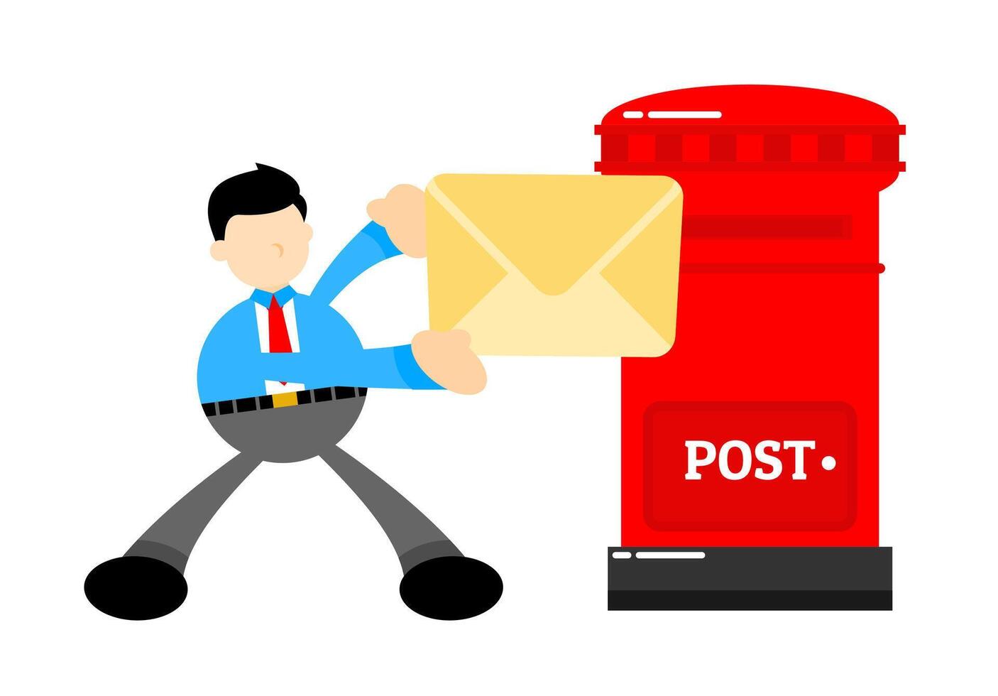 A man is holding an envelope and a post box vector